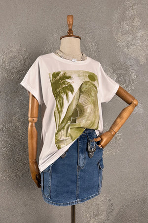 Simli Baskılı T-shirt
