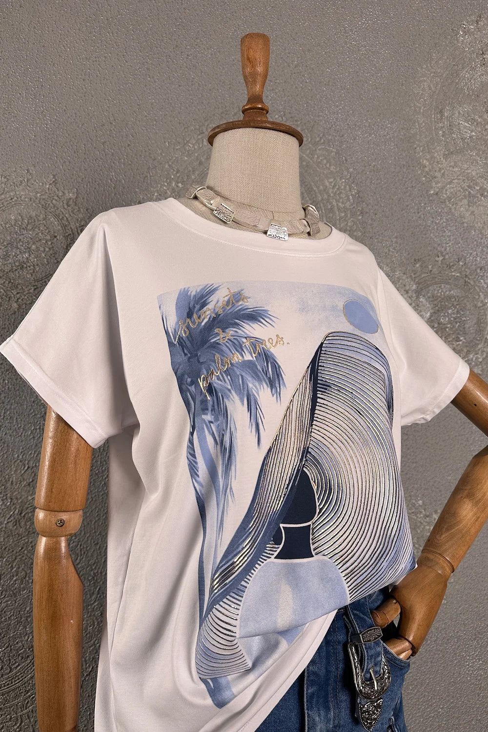 Simli Baskılı T-shirt