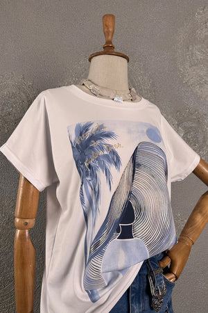 Simli Baskılı T-shirt