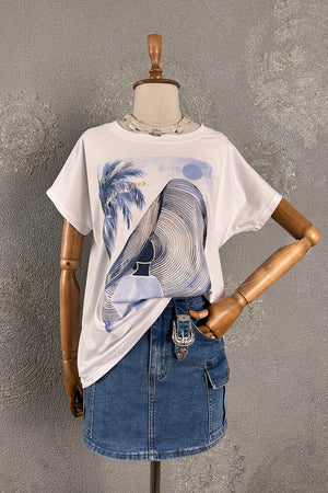 Simli Baskılı T-shirt