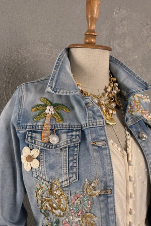 İşlemeli Denim Ceket