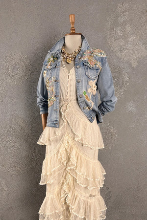 İşlemeli Denim Ceket