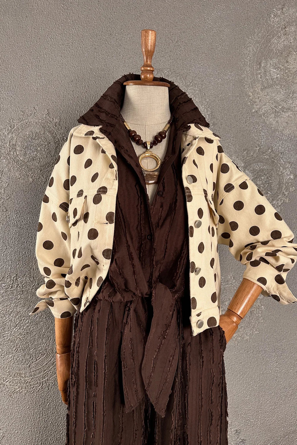 Puantiyeli Crop Ceket