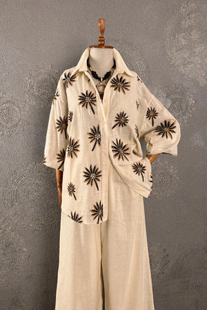 Nakışlı Oversize Pantolon Takım