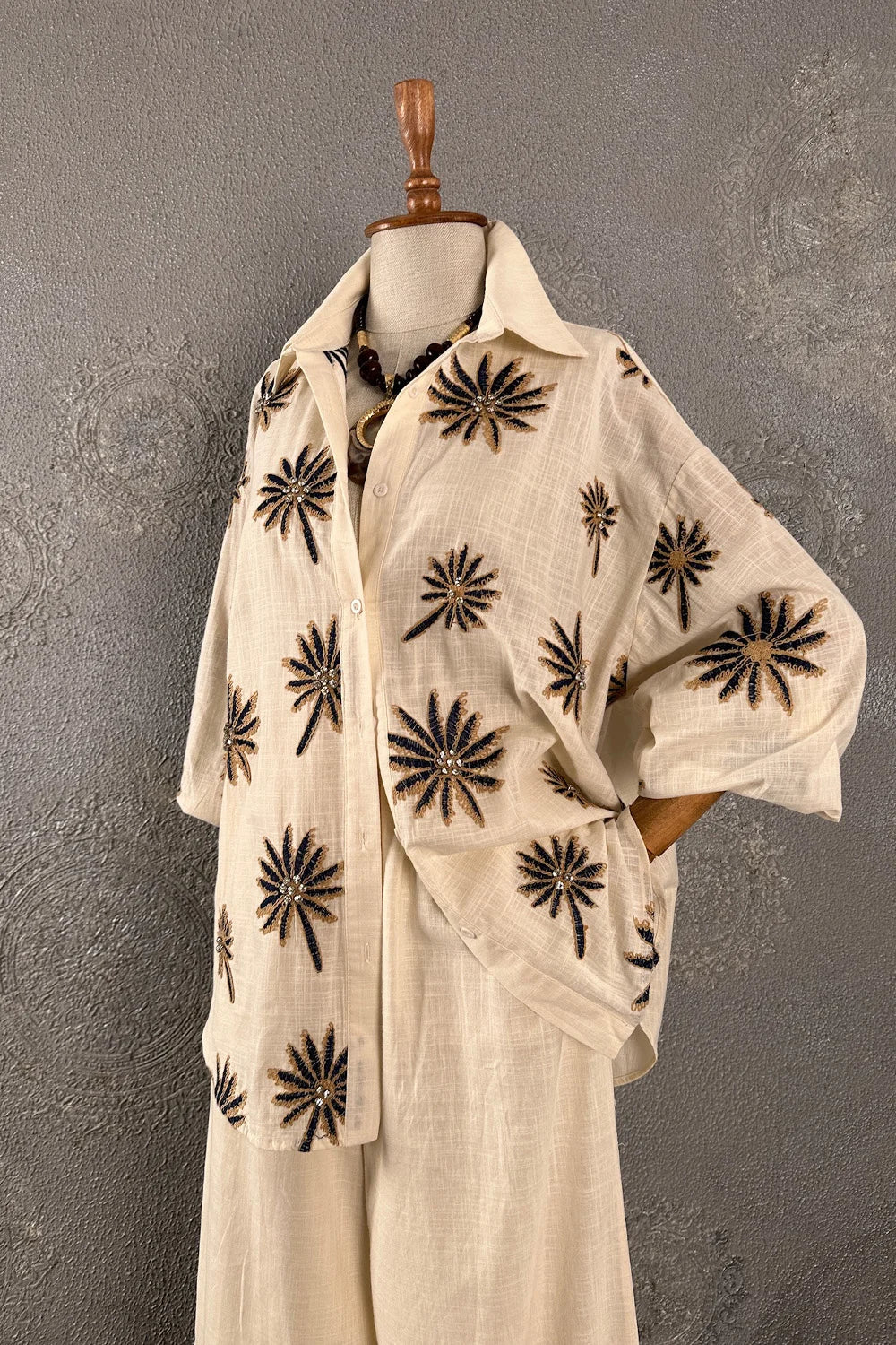 Nakışlı Oversize Pantolon Takım