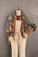Patchwork İşlemeli Kot Ceket