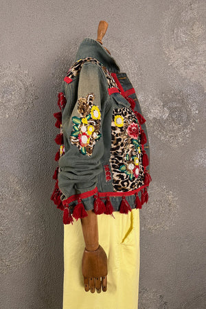 İşlemeli Denim Ceket