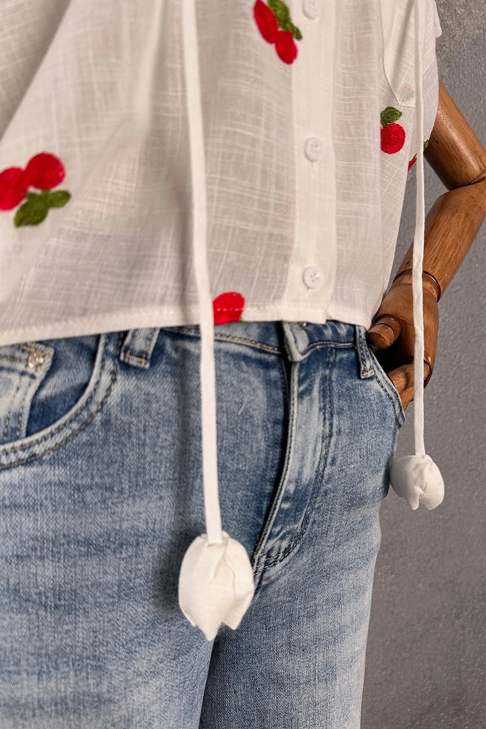 Nakışlı Crop Gömlek