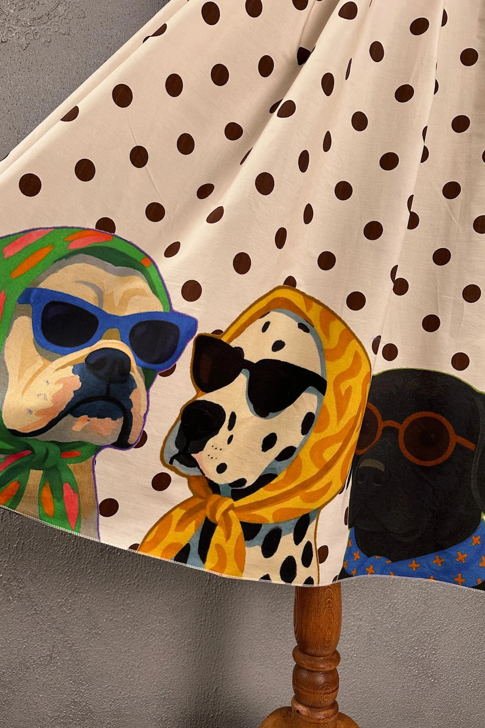 Köpek Desenli Straplez Elbise