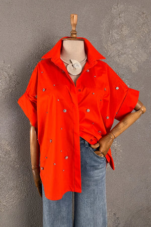Taşlı Oversize Gömlek