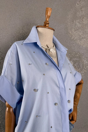 Taşlı Oversize Gömlek