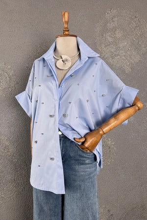 Taşlı Oversize Gömlek