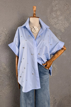 Taşlı Oversize Gömlek