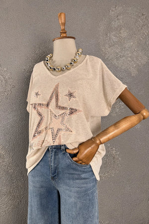 Taşlı Dokuma T-shirt