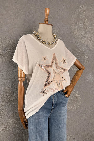 Taşlı Dokuma T-shirt