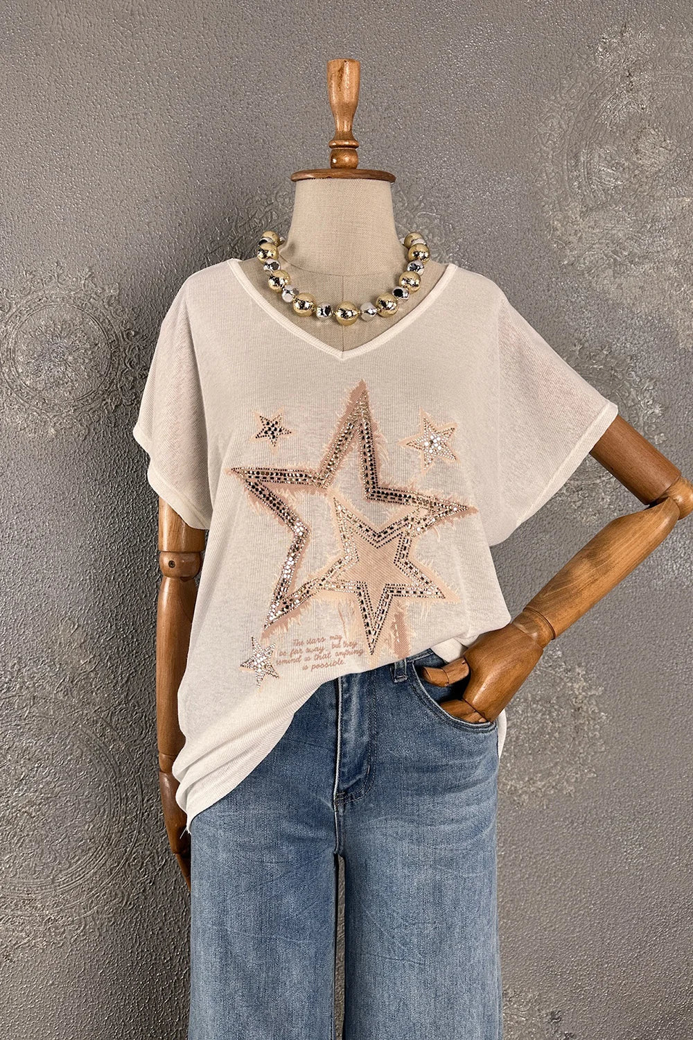 Taşlı Dokuma T-shirt