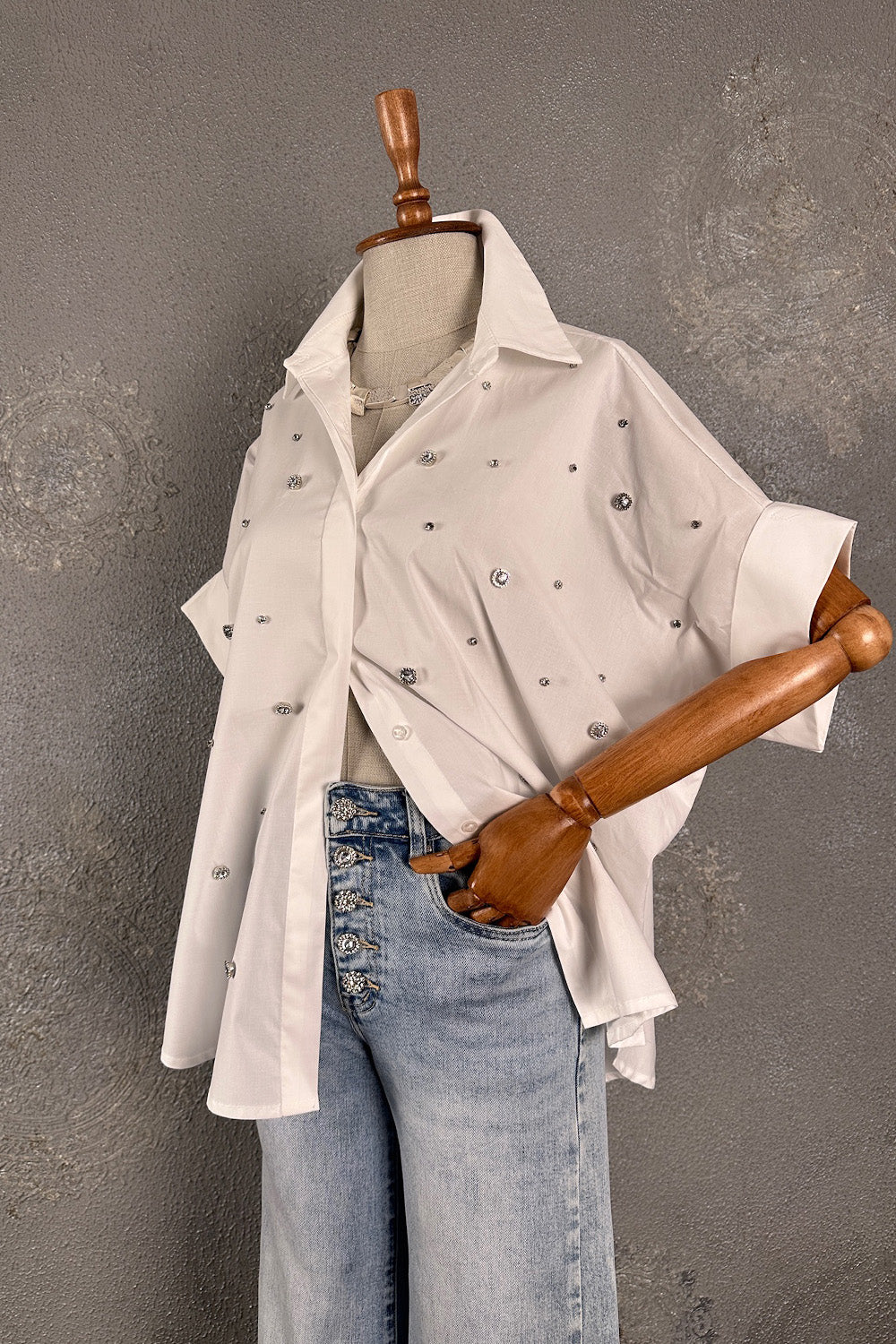 Taşlı Oversize Gömlek