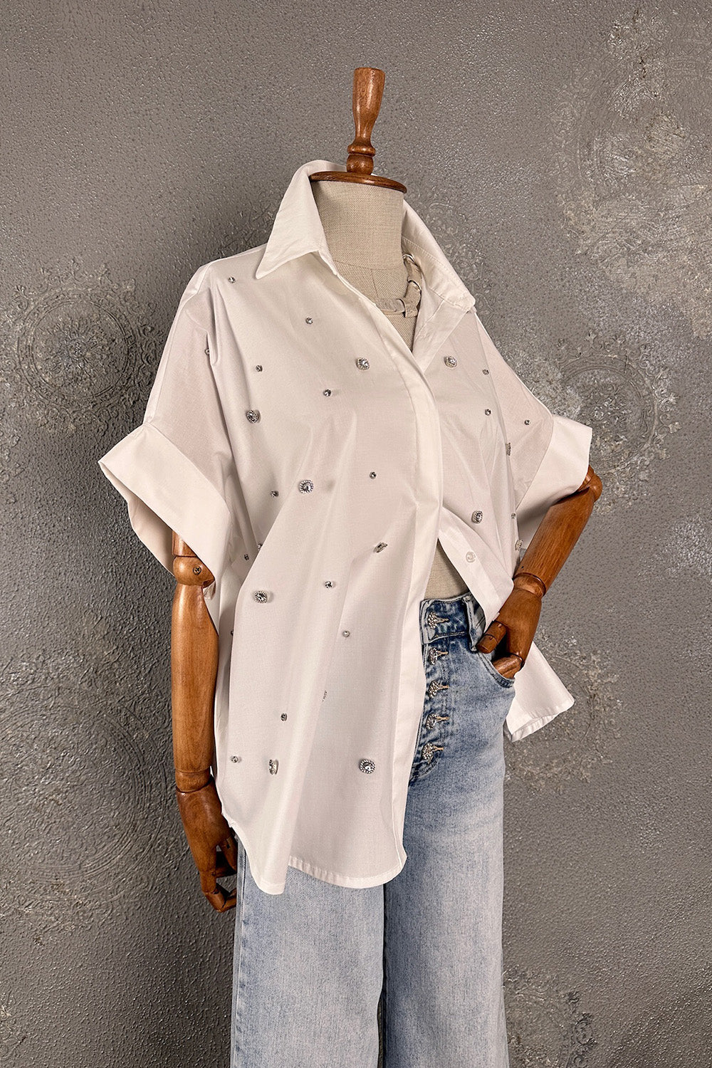 Taşlı Oversize Gömlek