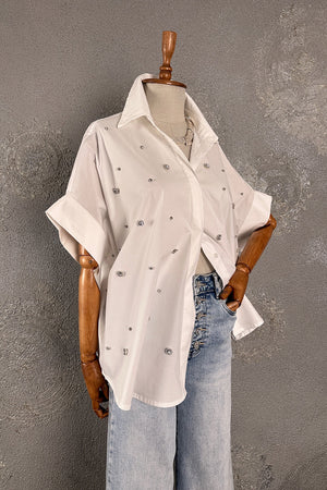 Taşlı Oversize Gömlek