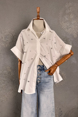 Taşlı Oversize Gömlek