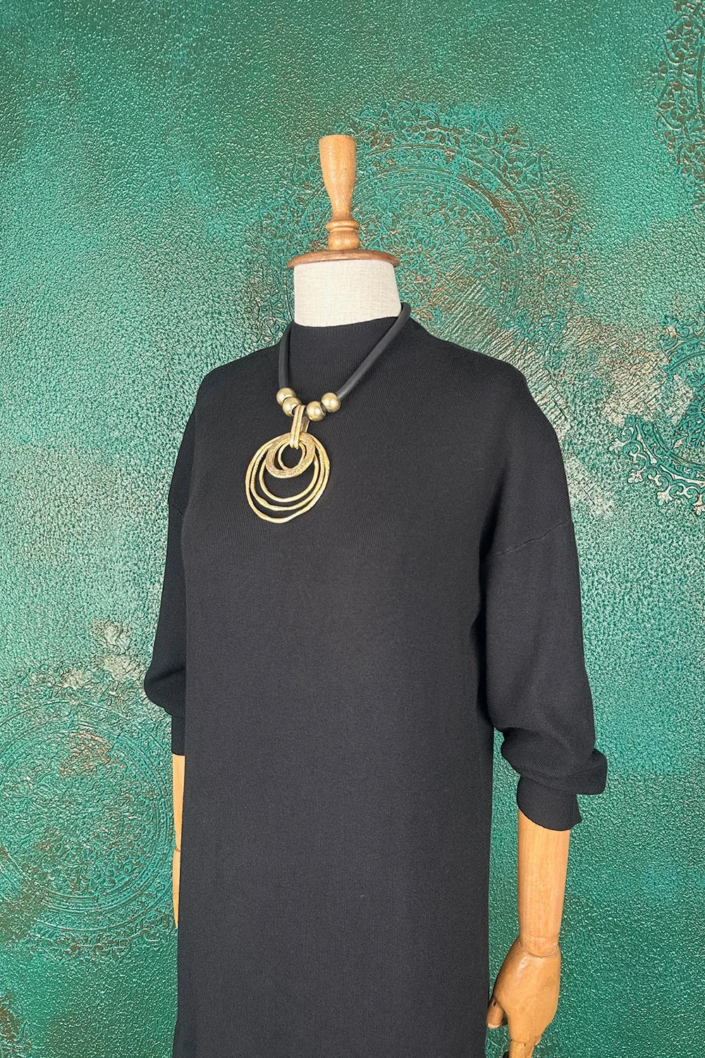 Tül Detaylı Triko Elbise