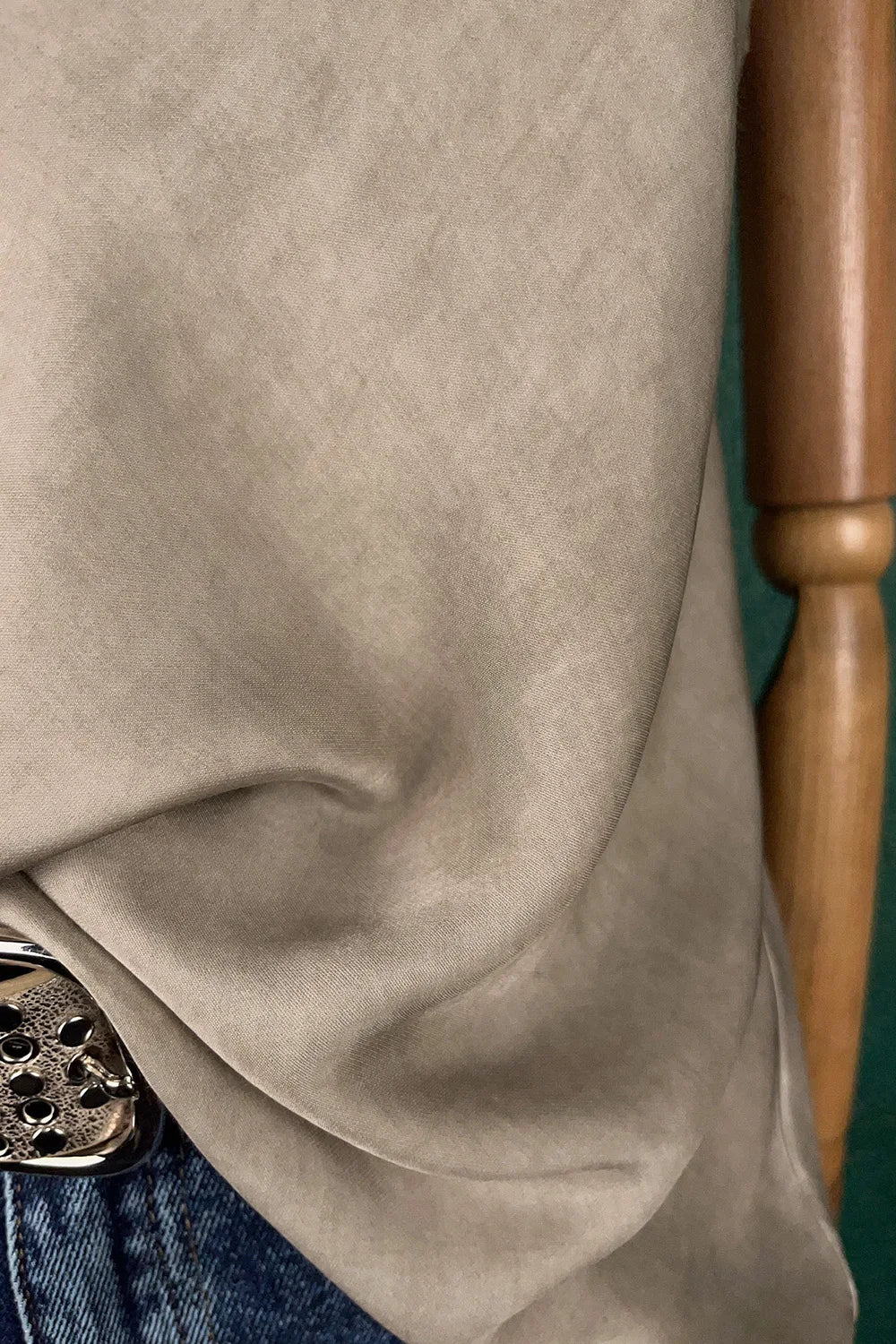 Dantel Detaylı Saten Bluz