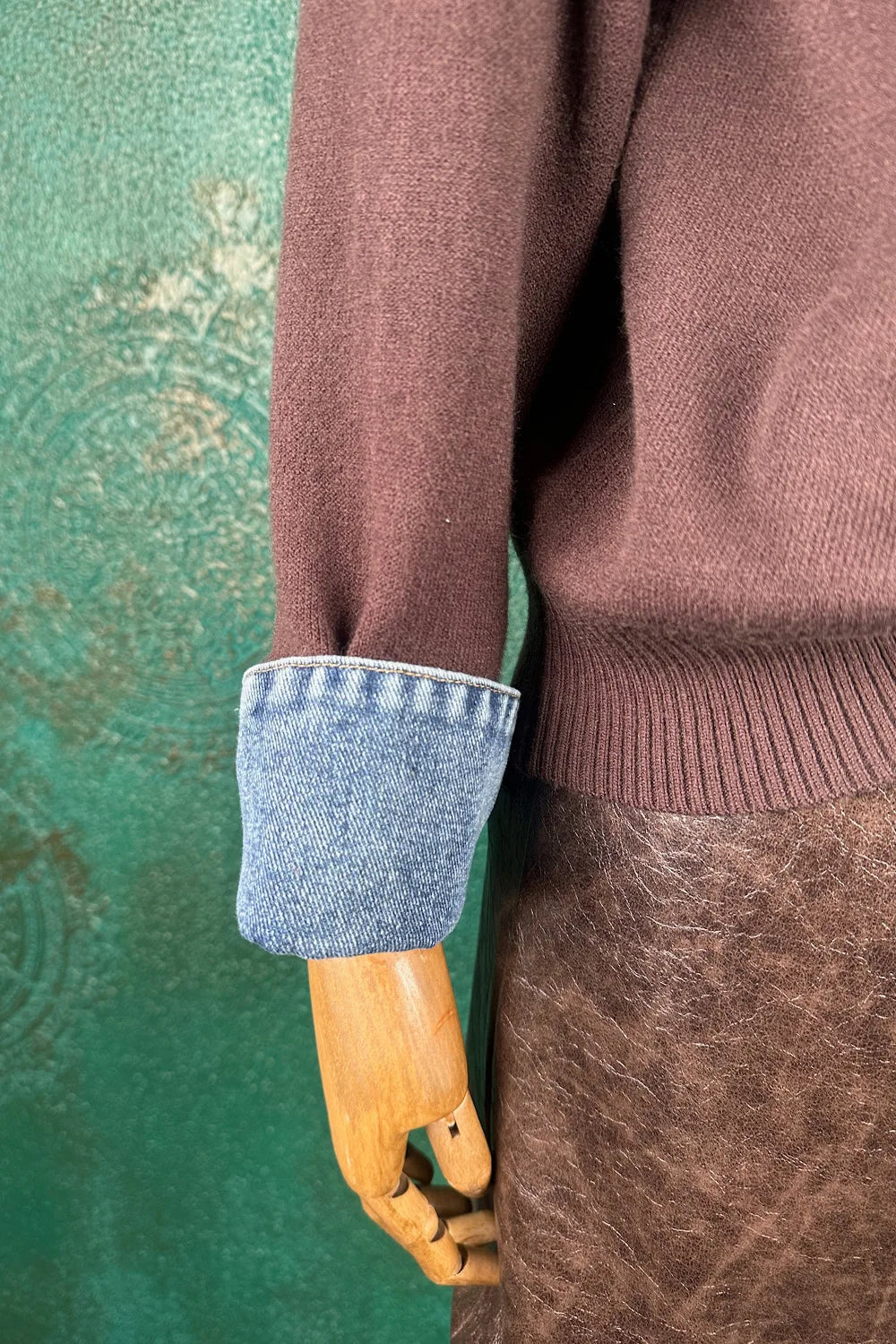 Denim Detaylı Triko