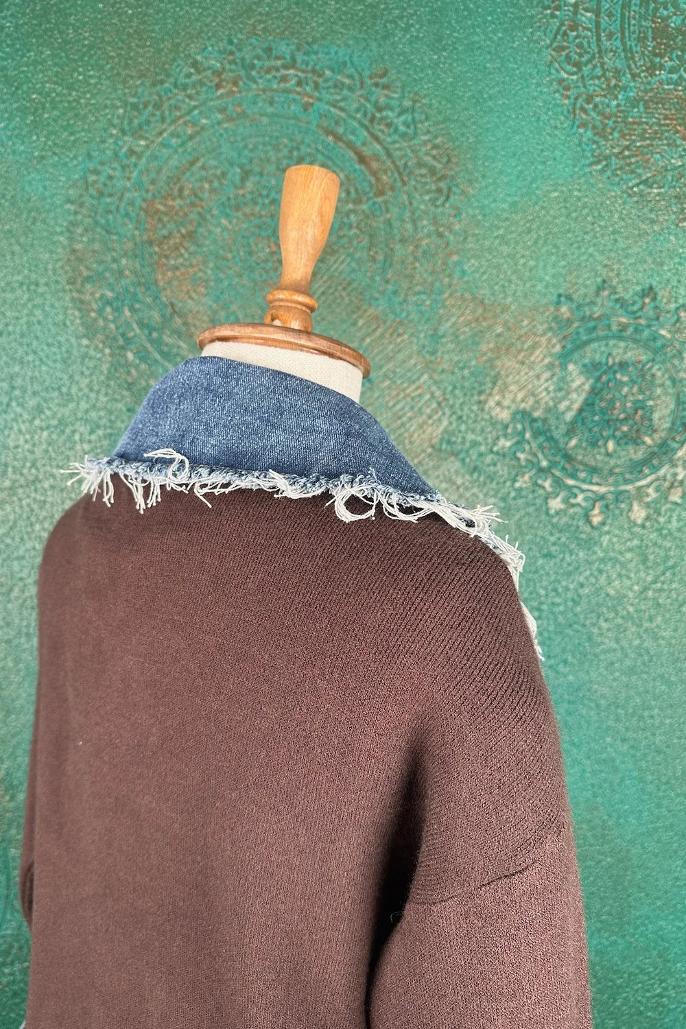 Denim Detaylı Triko