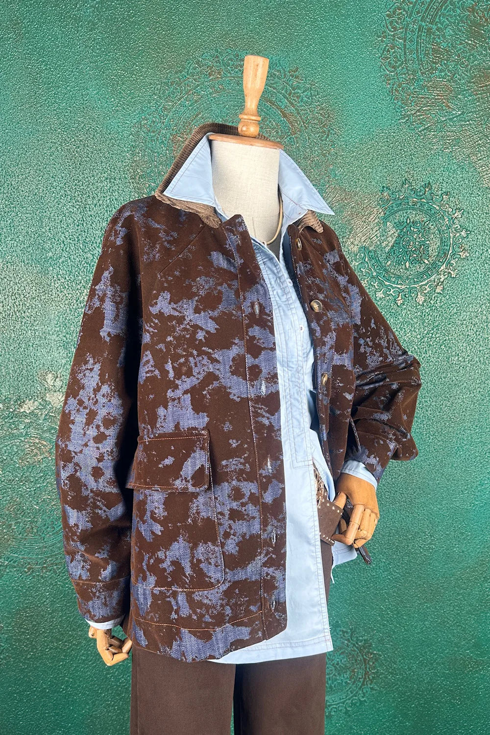 Kadife Gölgeli Denim Ceket