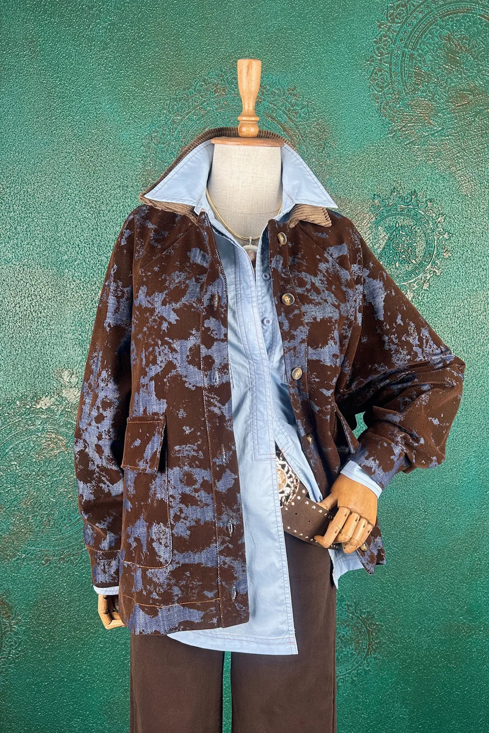 Kadife Gölgeli Denim Ceket