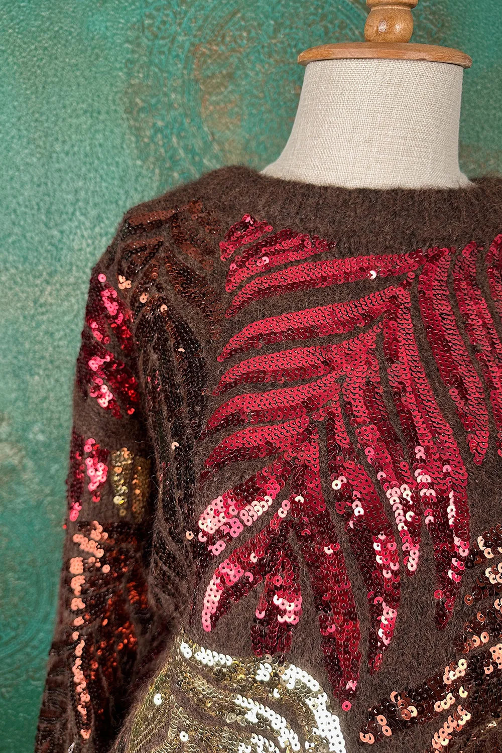 Pul İşlemeli Alpaka Karışımlı Kazak