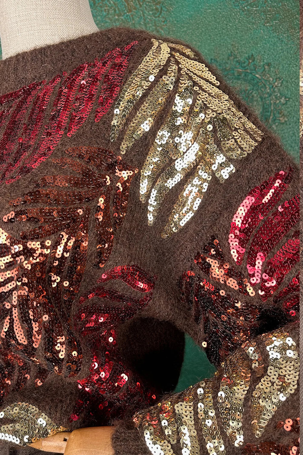 Pul İşlemeli Alpaka Karışımlı Kazak