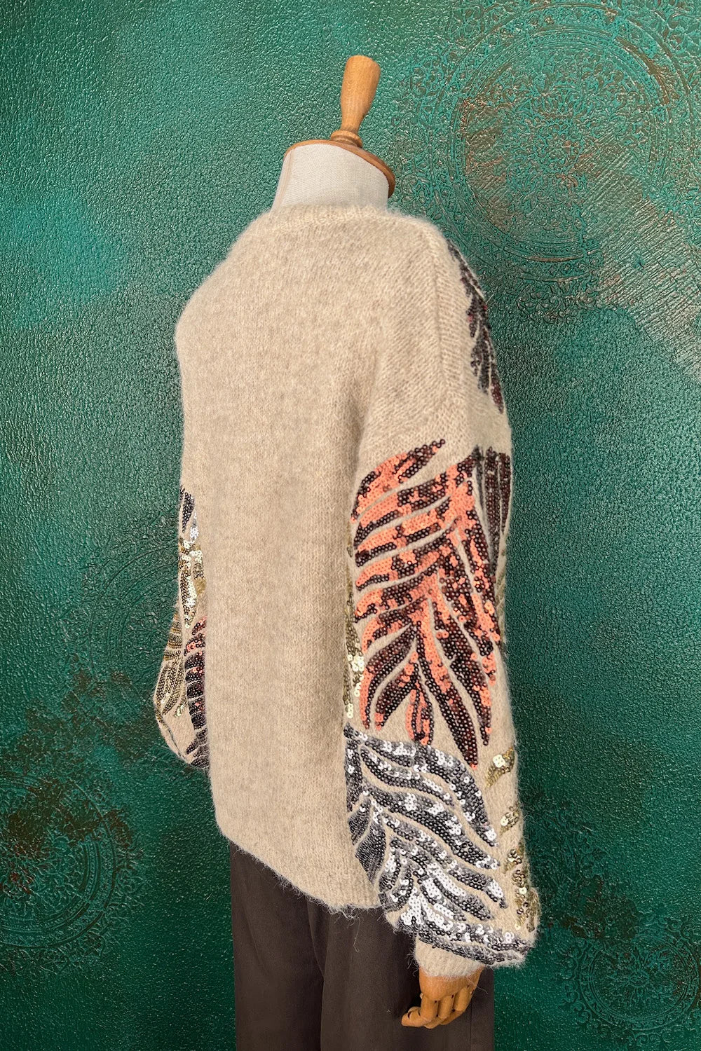 Pul İşlemeli Alpaka Karışımlı Kazak