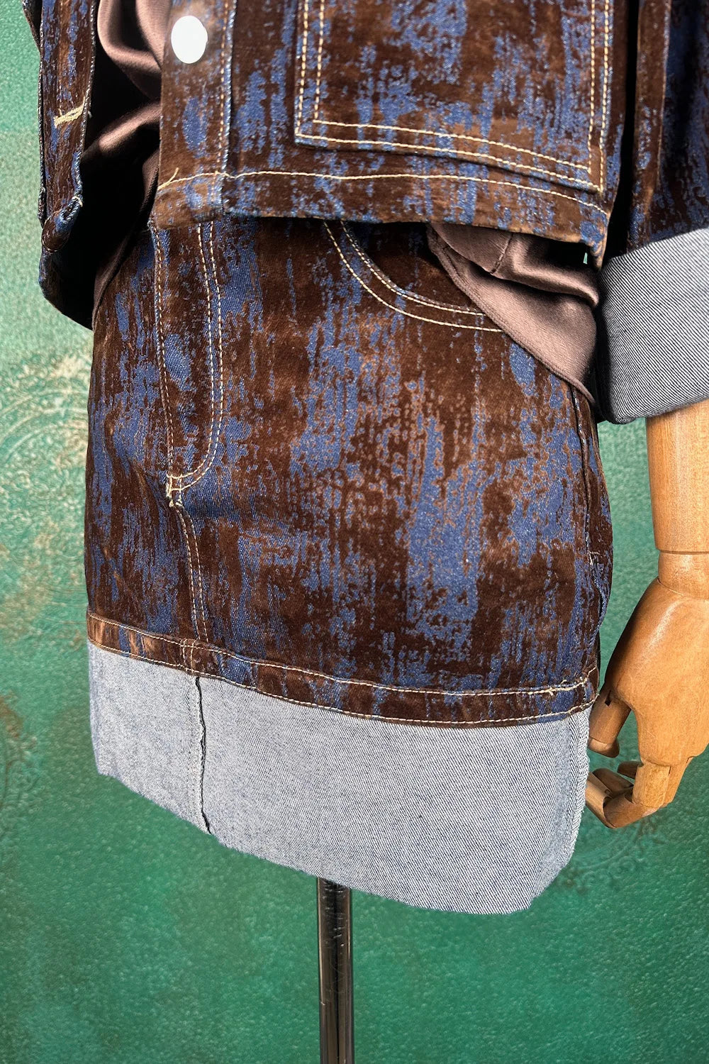 Kadife Gölgeli Denim Takım