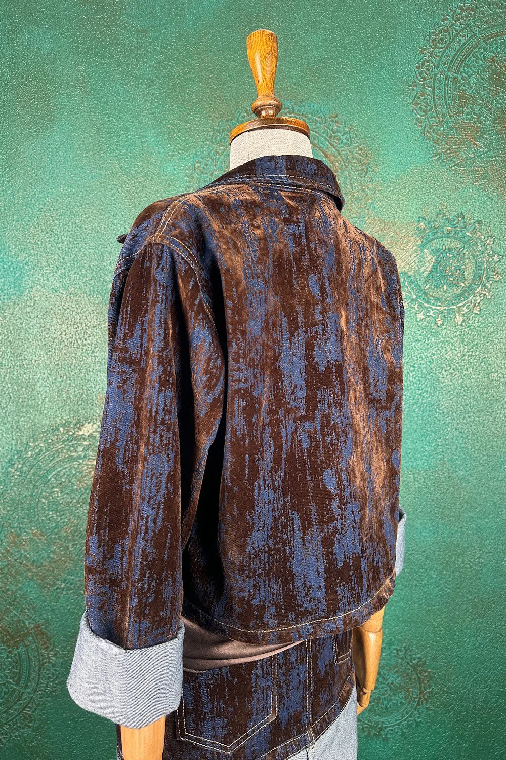 Kadife Gölgeli Denim Takım