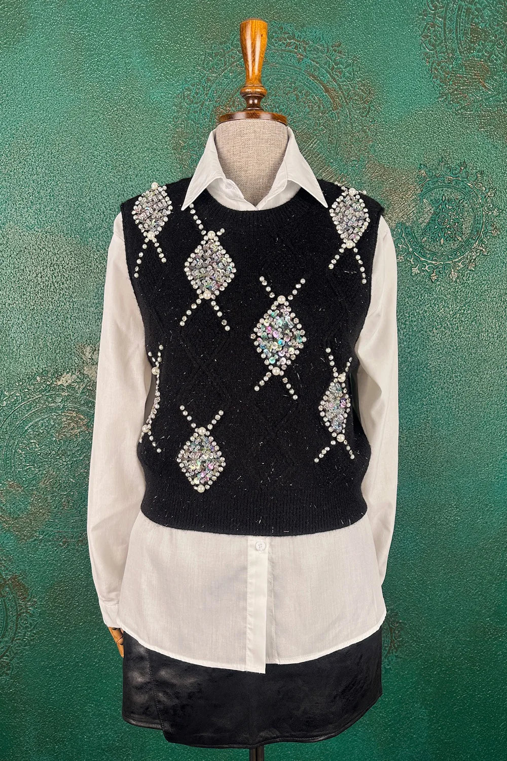 Taş İşlemeli Süveter Takım