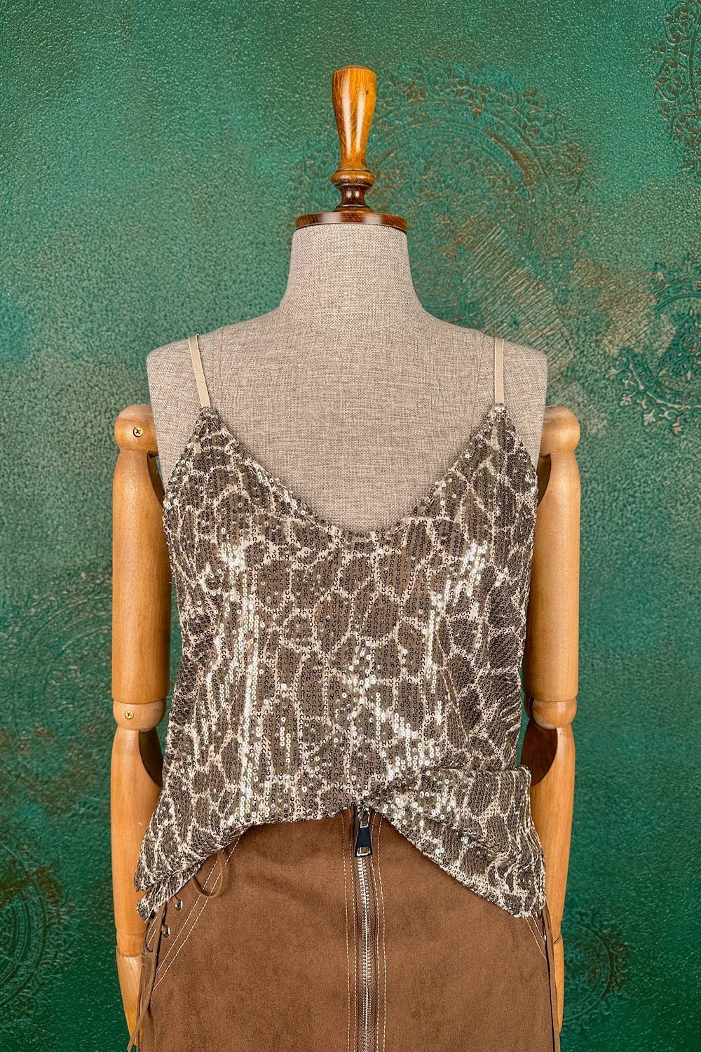 Leopar Desenli Pul İşlemeli Bluz