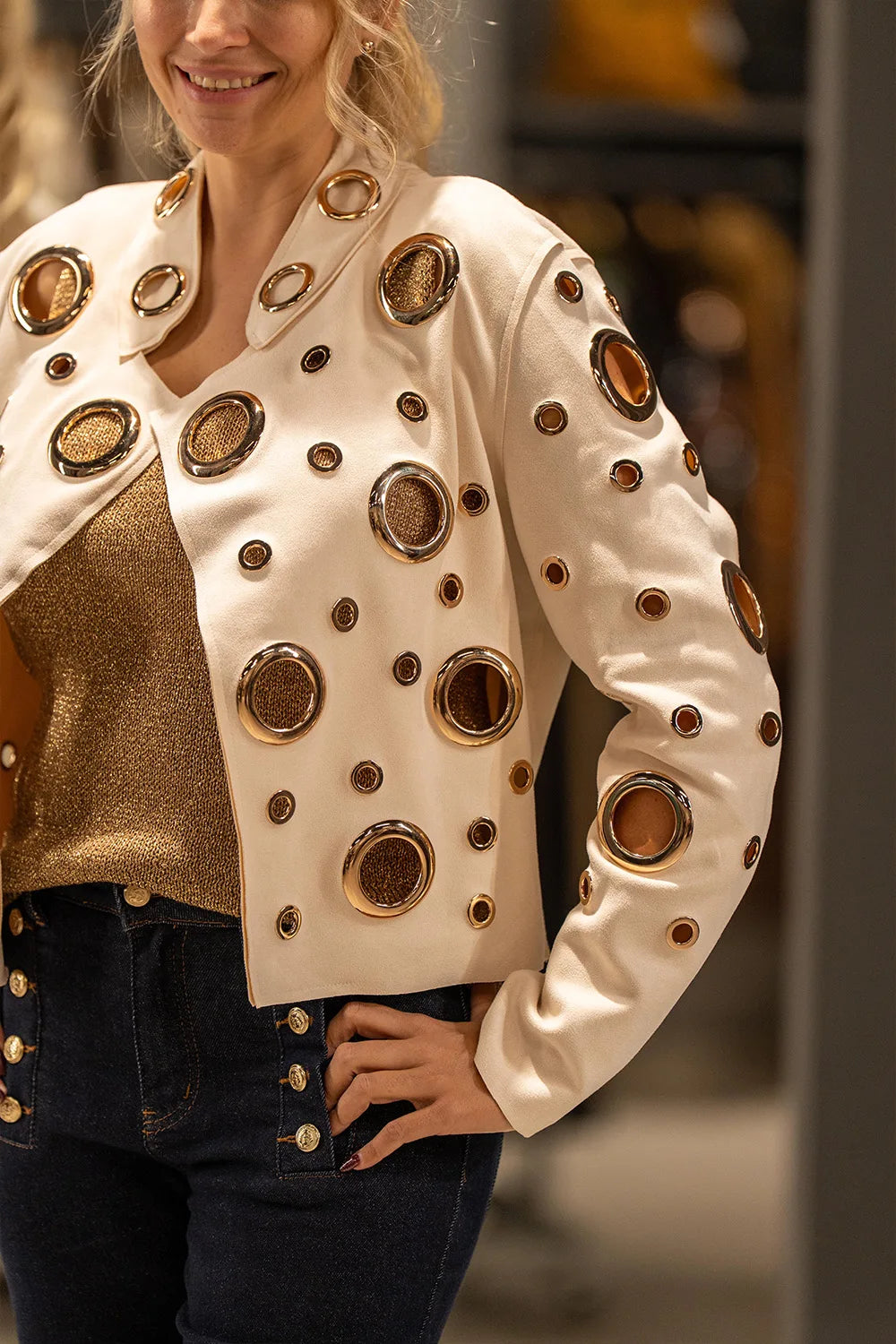 Metal Halka Detaylı Ceket