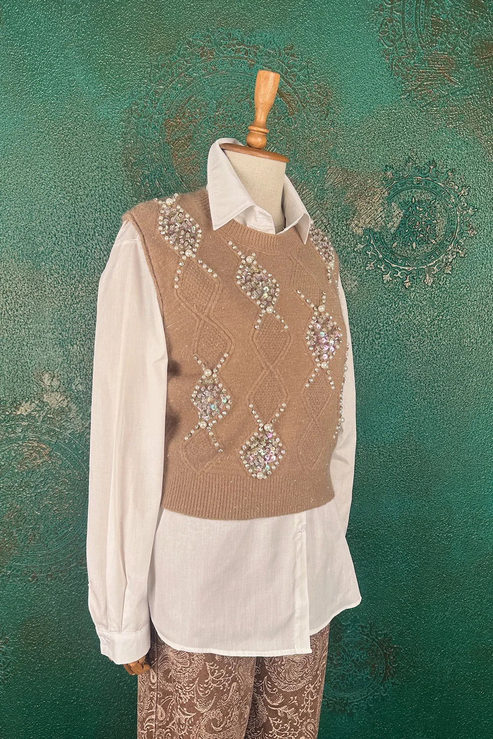 Taş İşlemeli Süveter Takım