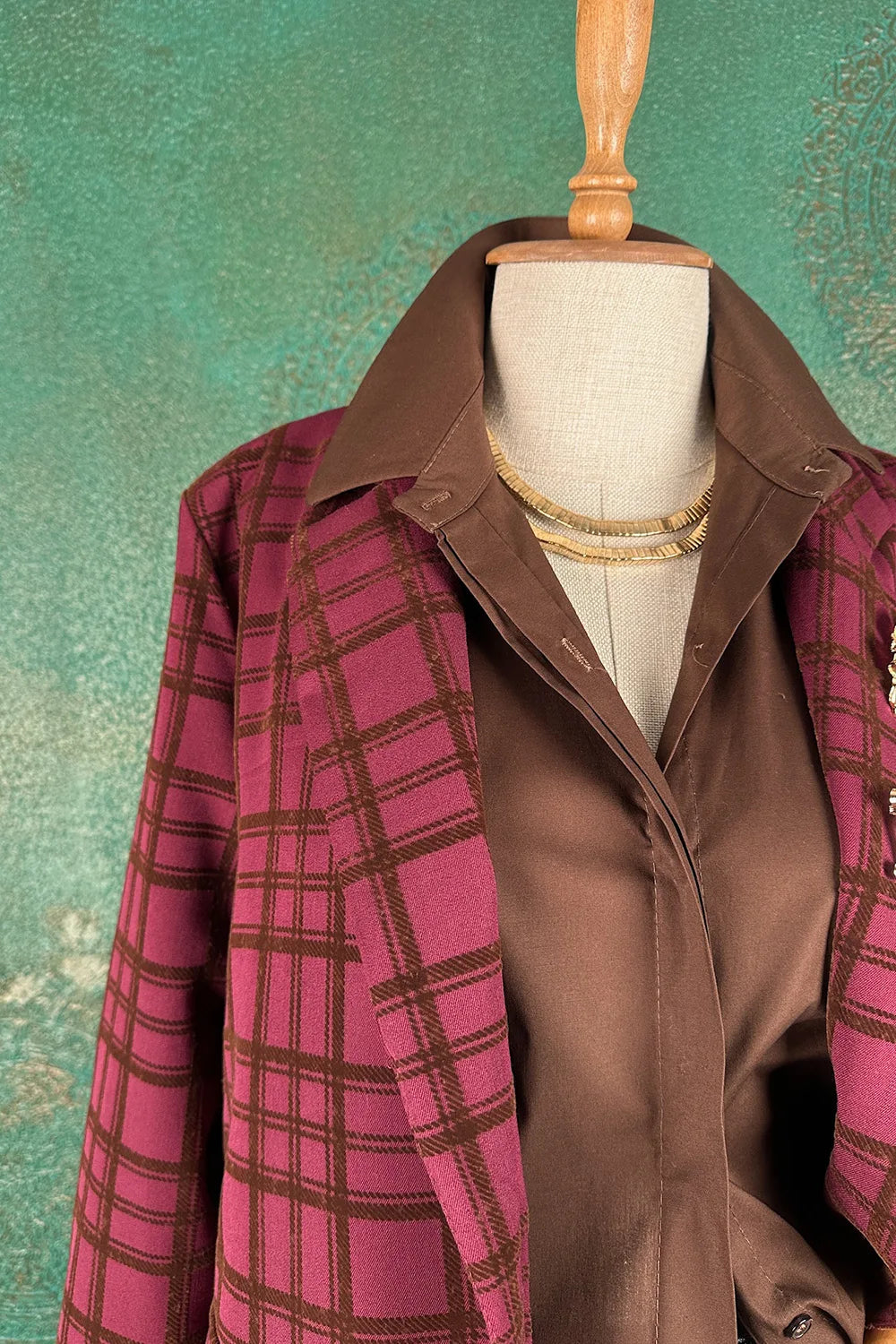 Ekose Kadife Çizgili Blazer Ceket