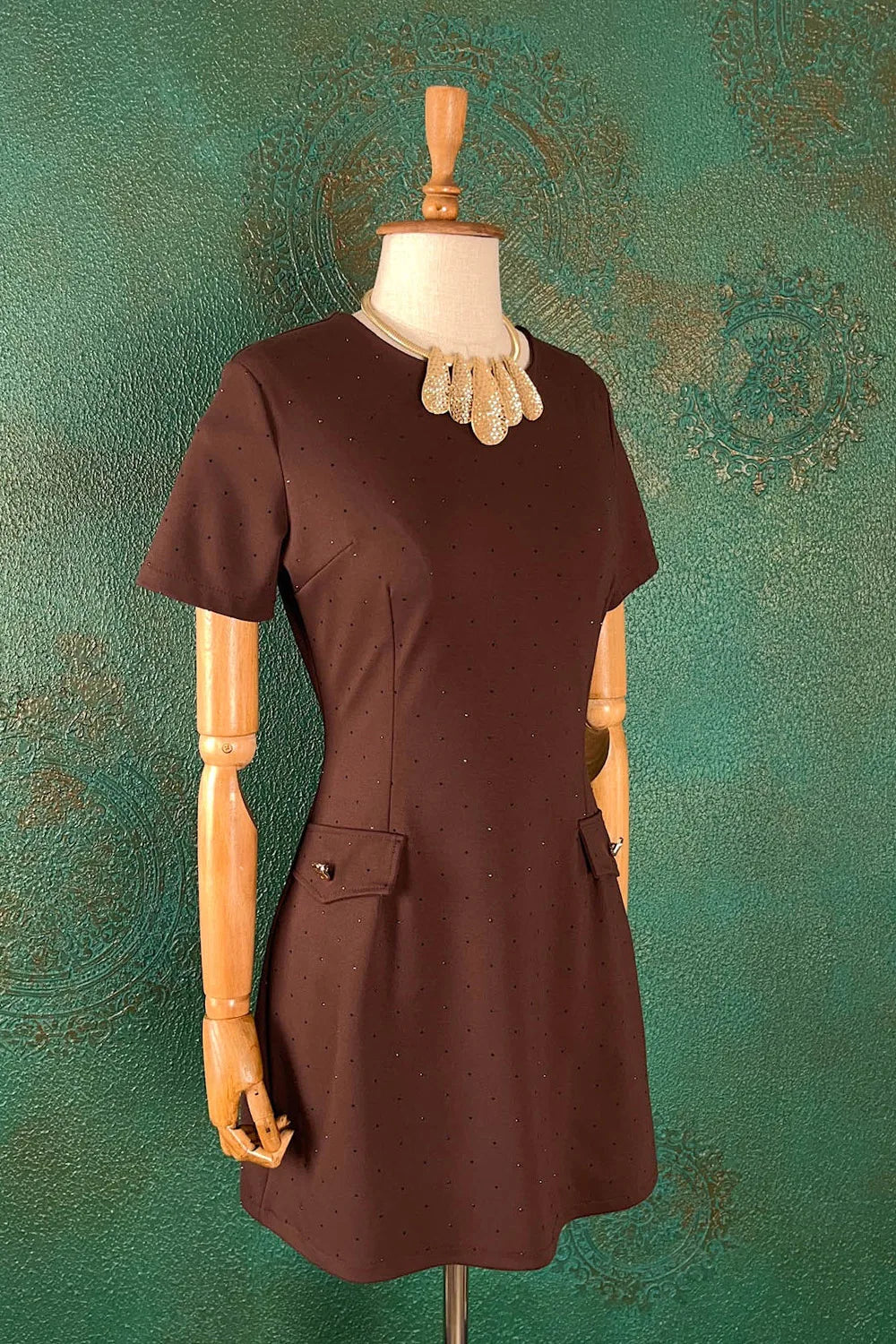 Taş İşlemeli Mini Elbise