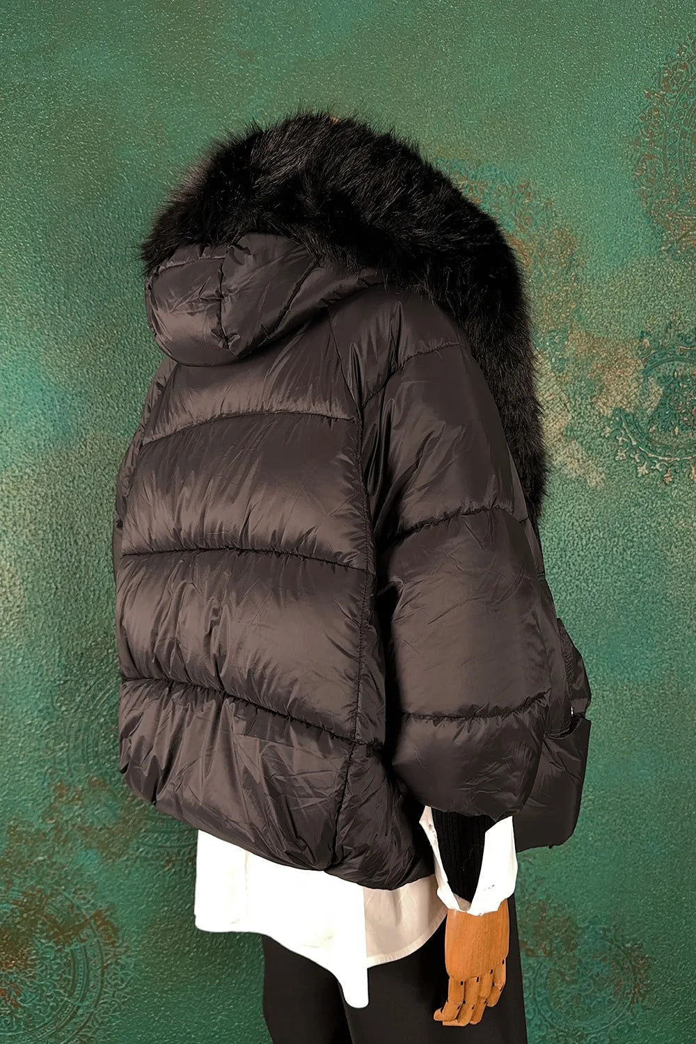 Kürk Yakalı Oversize Mont