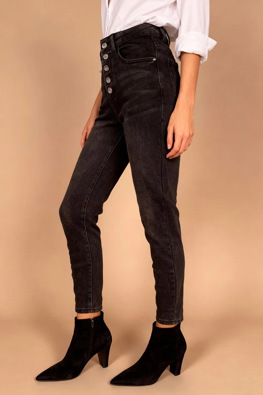 Taşlı Düğme Detaylı Skinny Jean