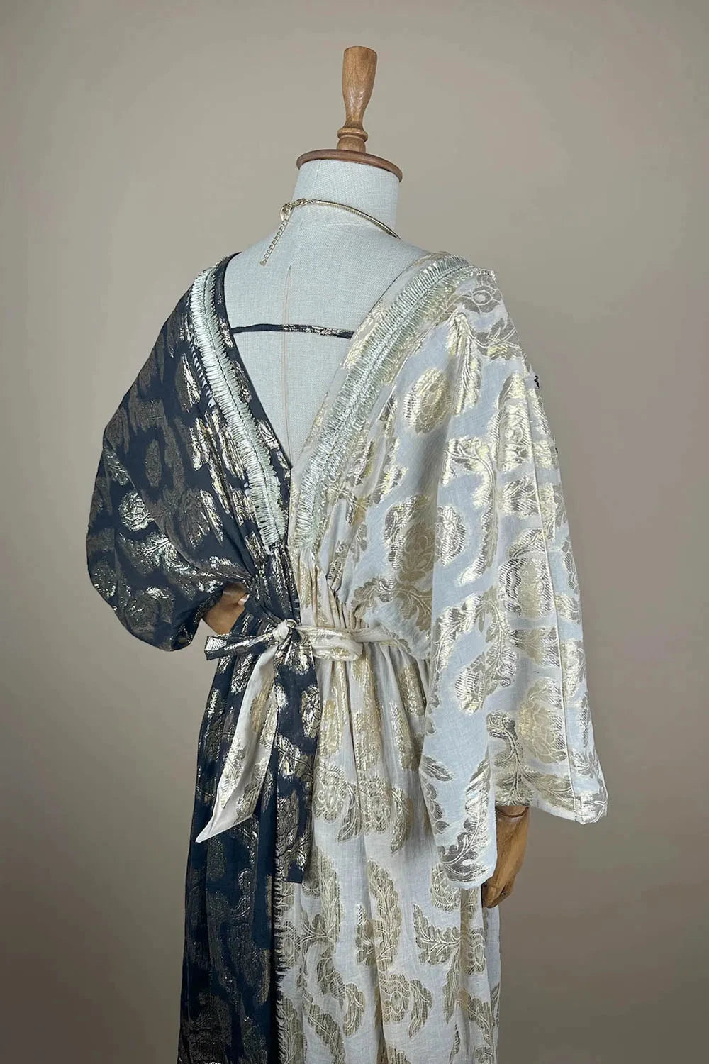 Renk Bloklu Kaftan Elbise - Eliz