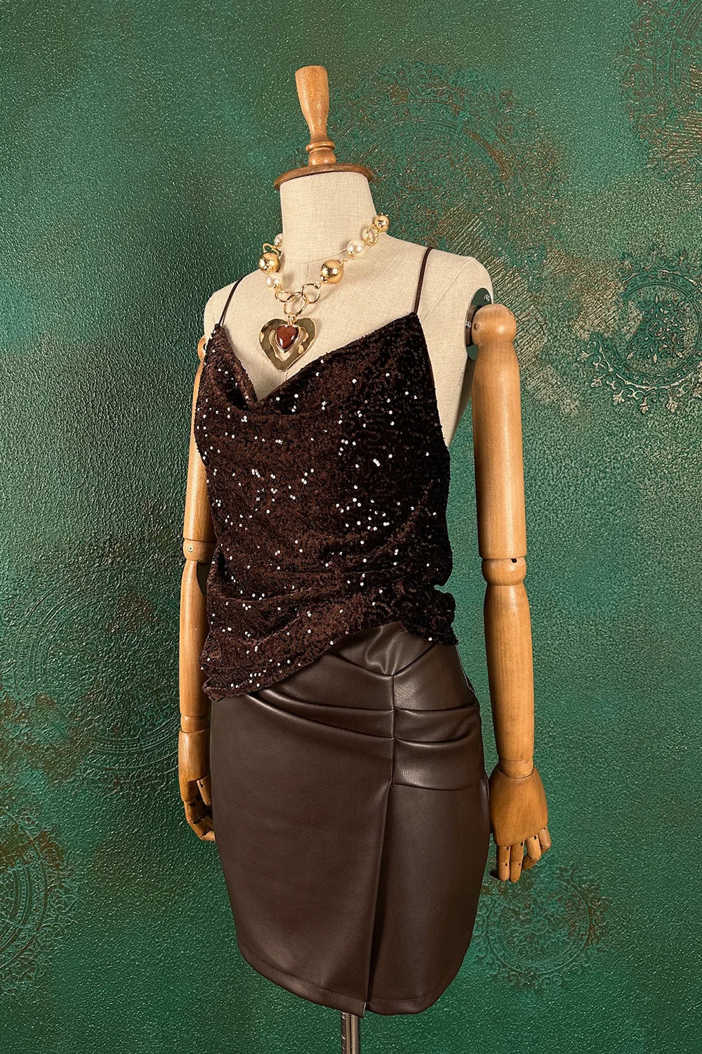 Leopar Desenli Payetli Bluz