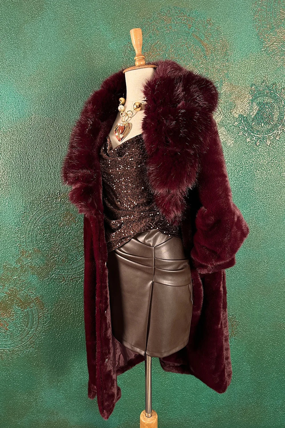 Bordo  Uzun Kürk Kaban