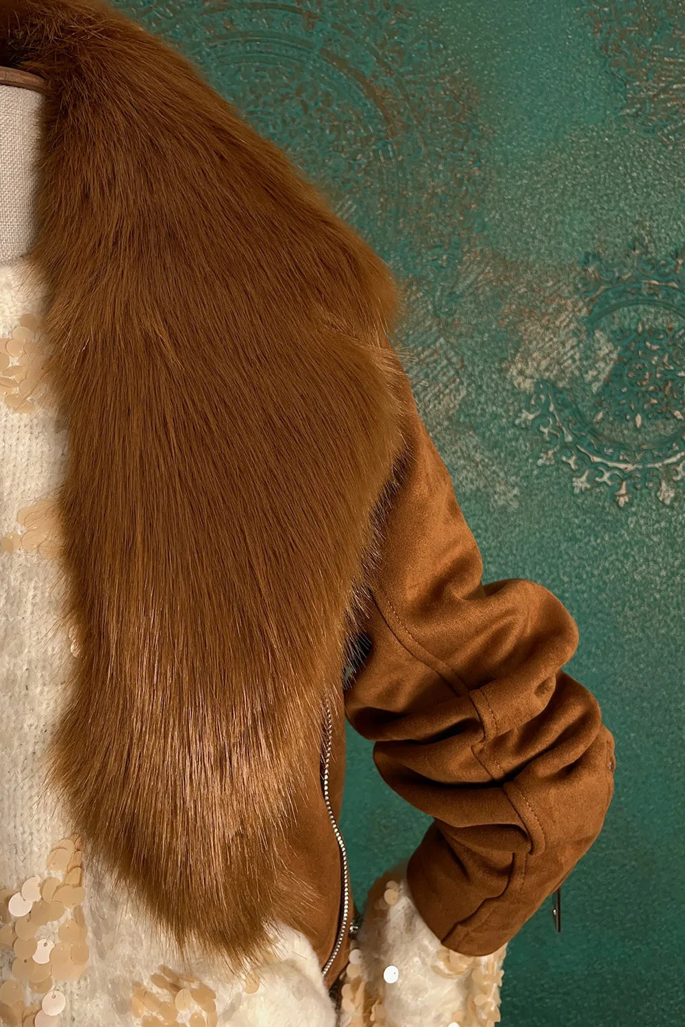 Kürk Detaylı Nubuk Ceket