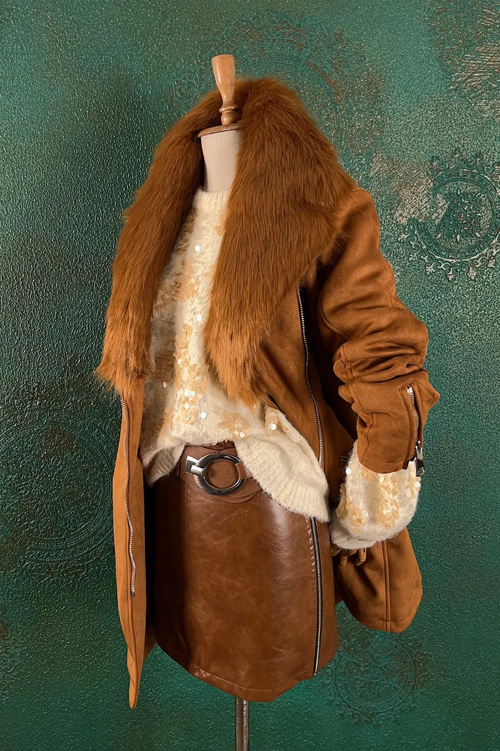 Kürk Detaylı Nubuk Ceket