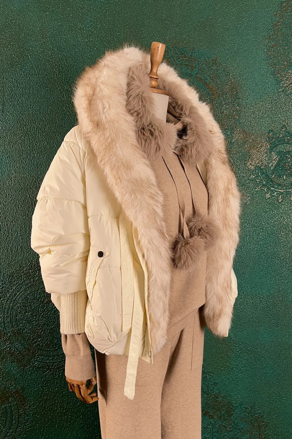 Kürk Yakalı Oversize Mont