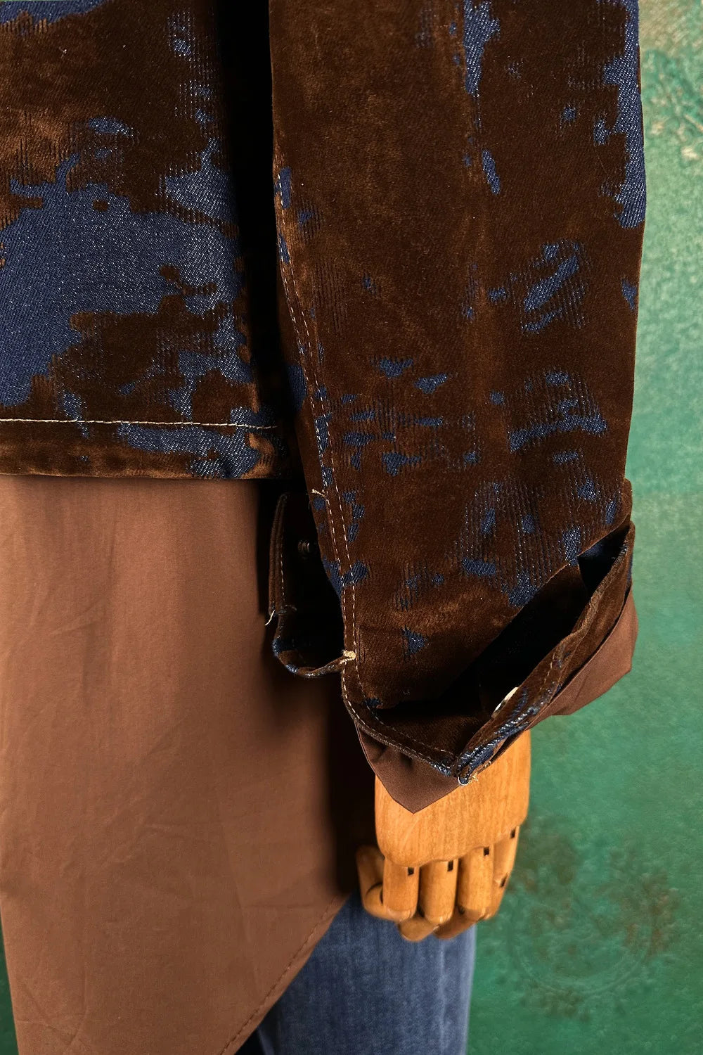 Kadife Gölgeli Kısa Denim Mont